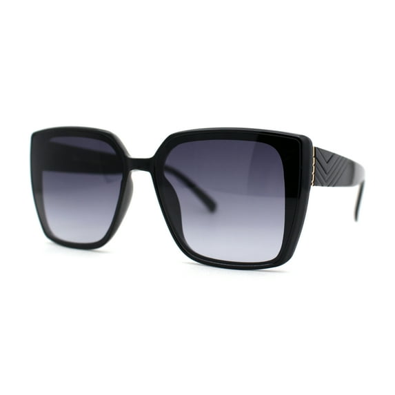 Womens Slick Minimal Squared Retangle Designer Fashion Sunglasses Black Smoke