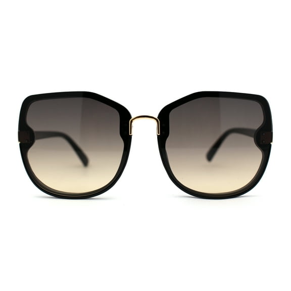 Womens Slick Rimless 90s Fashion Butterfly Plastic Sunglasses Black Beige Smoke