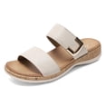 thumbnail image 1 of Littleplum Womens Arch Support Sandals Wide Width Fit Adjustable Strap Slide Platform Casual Summer Beach Shoes, Apricot, Size 8, 1 of 11