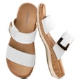 thumbnail image 1 of Littleplum Slide Sandals for Women Slippers with Arch Support Wide Cork Non-Slip Adjustable Straps Summer Daily Beach Casual Shoes, White, 7.5, 1 of 12