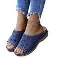 thumbnail image 1 of Womens Slide Sandals Arch Support Flower Graphic Platform Open Toe Cork Footbed Casual Sandals Slip on Lounge Adjustable Buckle Footwear for Daily Walking, 1 of 5