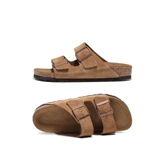 Womens Slide Sandals Cork Footbed With Comfort Arch Support Straps Adjustable Buckle Slip On Sandals
