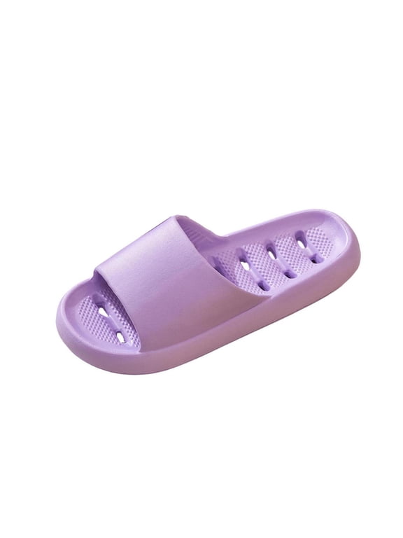 Womens Slide Sandals Quick Dry Lightweight Cushioned Comfort EVA Water Shoes Pool Beach Bathroom Indoor Outdoor Purple,Size 4.5-6