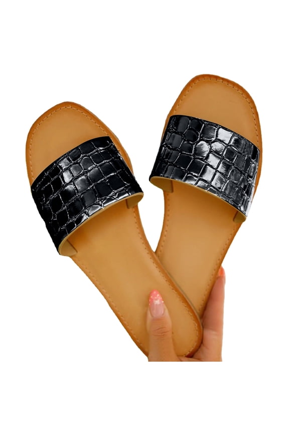 Womens Slide Sandals Summer Fashion Open Toe Slip On Sandals Indoor Outdoor Casual Slippers Non Slip Walking Shoes