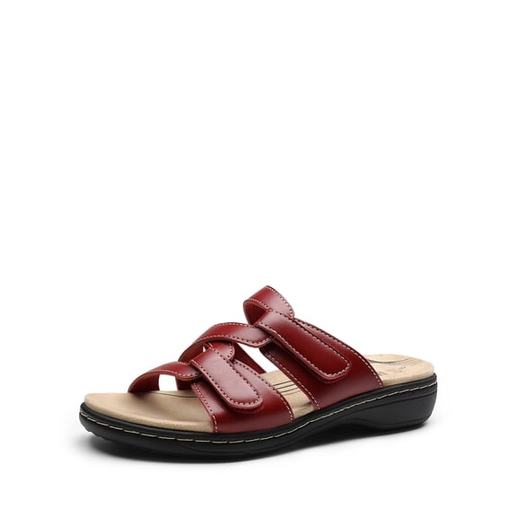 Womens Slides Arch Support Slip on Flat Sandals Plantar Fasciitis Soft Cushion Slippers With Adjustable Straps