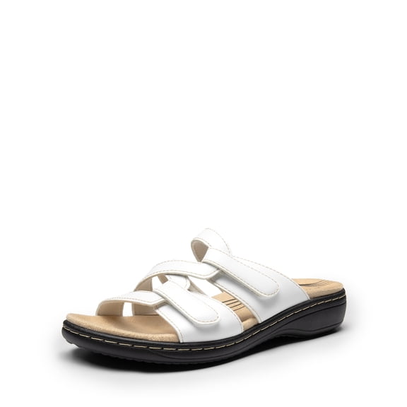 DREAM PAIRS Womens Casual Arch Support Slide Sandals Slip on Flat Sandals Plantar Fasciitis Soft Cushion Slippers