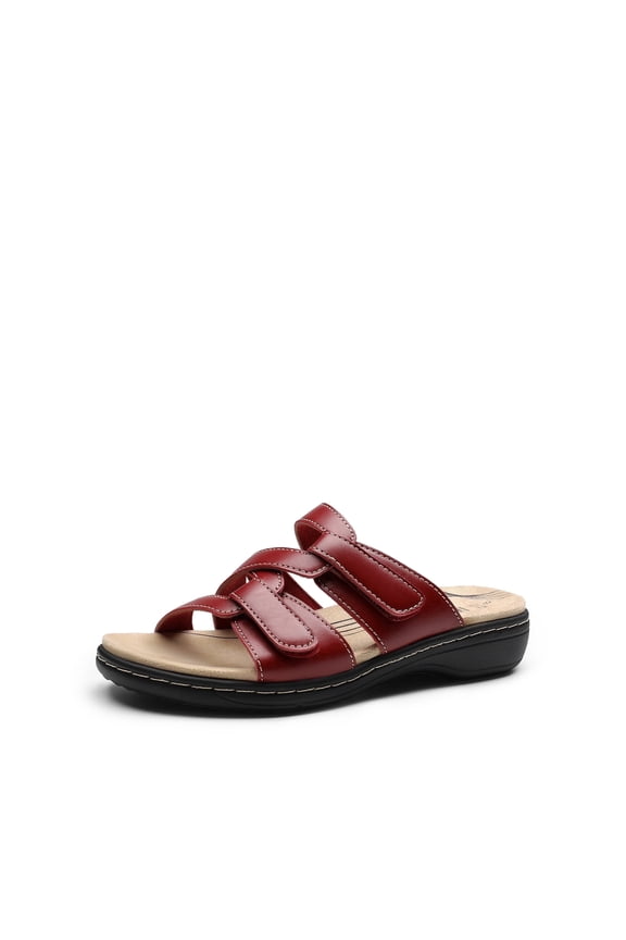 Womens Casual Arch Support Slide Sandals Slip on Flat Sandals Plantar Fasciitis Soft Cushion Slippers