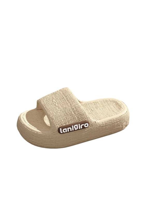 Womens Slides Beige Platform EVA Sandals Non-Slip Water-Resistant House Slippers Shower Comfortable,Size 6.5-7