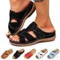thumbnail image 1 of Womens Slides Sandals with Plantar Fasciitis Arch Support,Dressy Summer Outdoor Beach Walking Shoes Ladies Lightweight Orthotic Slip on Sandals Open Toe Slippers for Women, 1 of 9
