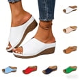 thumbnail image 1 of Womens Slides Sandals with Plantar Fasciitis Arch Support,Fashion Comfort Flat Sandals Ladies Summer Beach Shoes Lightweight Orthotic Slip on Sandals Open Toe Slippers for Women, 1 of 10