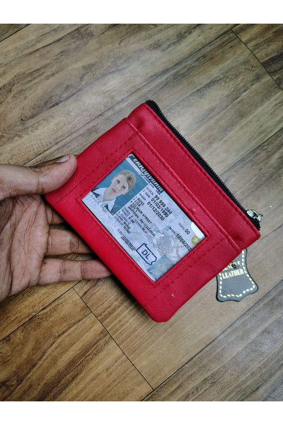 Womens Slim Coin Purse, Leather Wallet Credit Card Holder Mini Front Pocket Wallet Coin Purse with Keychain for Daily Using