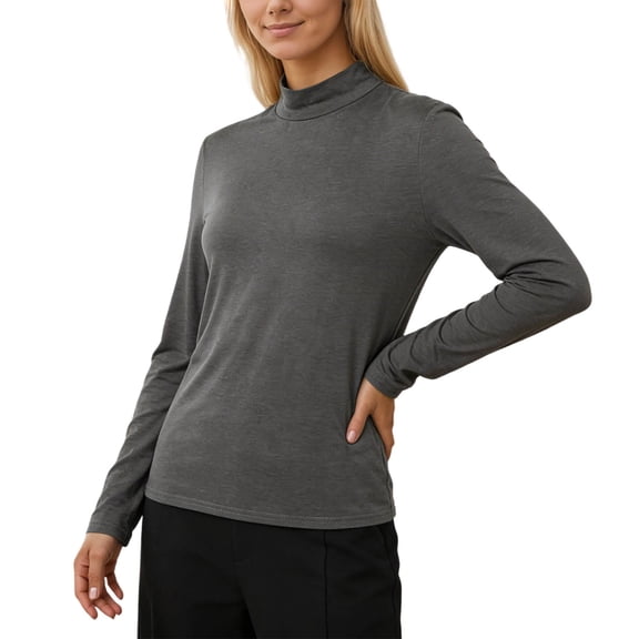 Womens Slim Fit Long Sleeve Turtleneck Top Stretchy Basic Casual Shirt Layering