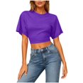thumbnail image 1 of Womens Slim Fit Short Sleeve Crop Tops Summer Trendy Y2K Round Neck Tee Shirt Casual Basic Cotton Blouse, 1 of 7