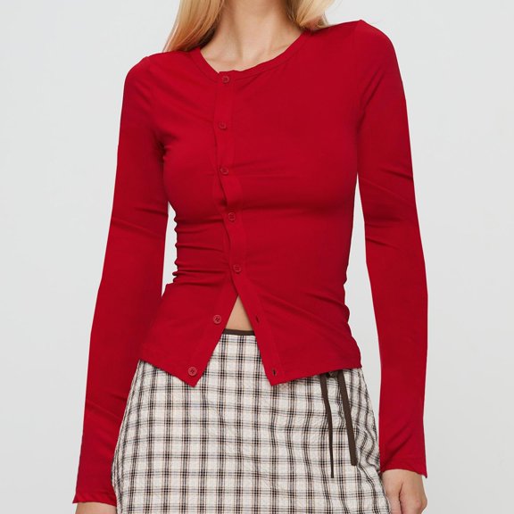 Womens Slim Fitted Cardigan Ribbed Long Sleeve Button Down Shirts Crew Neck Knit Fall Tops Streetwear Women Shirts And Blouses for Work Ladies Tops plus Size plus Size Clothes for Women 3x Curved Top