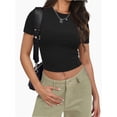 thumbnail image 1 of Womens Slim Fitted Crop Tops - Basic Crew Neck Short Sleeve Casual Tees for Going Out, 1 of 5