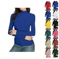 thumbnail image 1 of Womens Slim Fitted Mock Turtleneck Tops Long Sleeve Lightweight Base Layer Shirts Blue M, 1 of 5