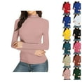 thumbnail image 1 of Womens Slim Fitted Mock Turtleneck Tops Long Sleeve Lightweight Base Layer Shirts Pink XL, 1 of 5
