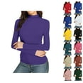 thumbnail image 1 of Womens Slim Fitted Mock Turtleneck Tops Long Sleeve Lightweight Base Layer Shirts Purple M, 1 of 5