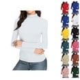 thumbnail image 1 of Womens Slim Fitted Mock Turtleneck Tops Long Sleeve Lightweight Base Layer Shirts White L, 1 of 5