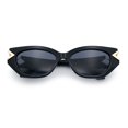 thumbnail image 1 of Womens Slim Rectangle Cat Eye Ornate Metal Hinge Thick Plastic Sunglasses All Black, 1 of 1