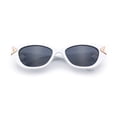 thumbnail image 1 of Womens Slim Rectangle Cat Eye Ornate Metal Hinge Thick Plastic Sunglasses White - Black, 1 of 1