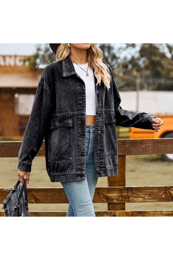 Womens Slim Retro Classic Loose Denim Casual Jacket Jean Jacket plus Womens Dress Jackets Lightweight Button down Long Jacket for Women Fashion 2017 Sorority Jackets for Women Jacket for Dress Women