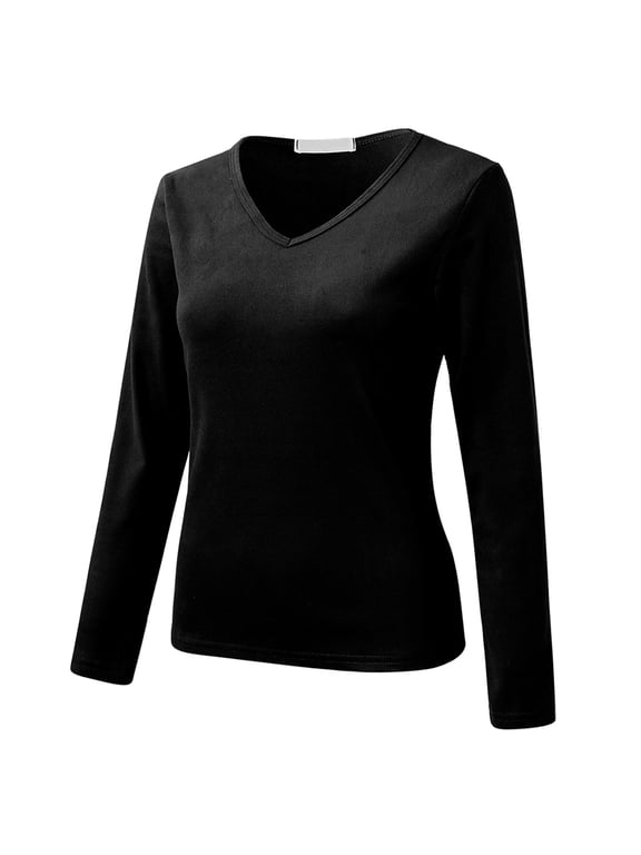 Womens Slim Thermal Top Vest Women Crew Neck Lined Thermal Thermal Underwear Slim Tops Long Sleeve Thermal Shirts Winter Tops