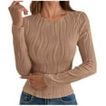 thumbnail image 1 of Womens Slimming Fit Basic Tops, Long Sleeve Shirts for Women Fashion Slim Solid Color Ribbed Crewneck T-Shirts Fall Clothes, 1 of 5