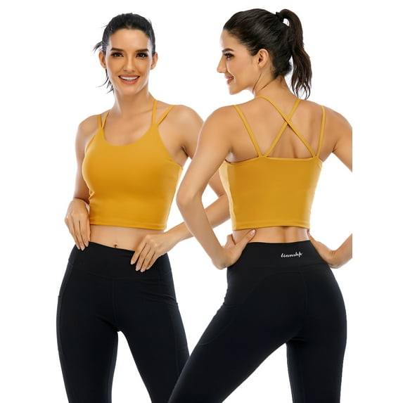 Womens Sling Tube Top Vest Sport Bras Sling Camisole Bras Medium Support Yoga Sports Bra Fitness Workout Running Camisole Crop Top