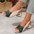 thumbnail image 1 of Womens Slingback Chunky Block Heels Sandals Pointed Toe Mid-Heel Shoes Green 6, 1 of 7