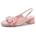 thumbnail image 1 of Womens Slingback Chunky Heels Flower Closed Square Toe Pumps Work Dress Shoes, 1 of 3