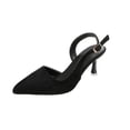 thumbnail image 1 of Womens Slingback Heels Pointed Toe Suede Mid Heel 2.76" Comfortable Adjustable Strap Work Office Shoes Black,Size 7, 1 of 9