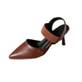 thumbnail image 1 of Womens Slingback Kitten Heels Closed Pointed Toe Ankle Strap Pumps Elegant Casual Wedding Office Dressy Shoes Brown Women Sandal, 1 of 1