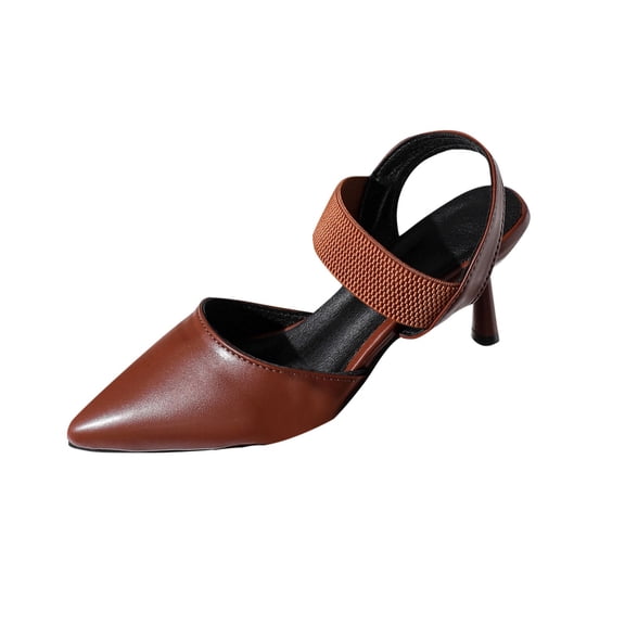 Womens Slingback Kitten Heels Closed Pointed Toe Ankle Strap Pumps Elegant Casual Wedding Office Dressy Shoes Brown Women Sandal