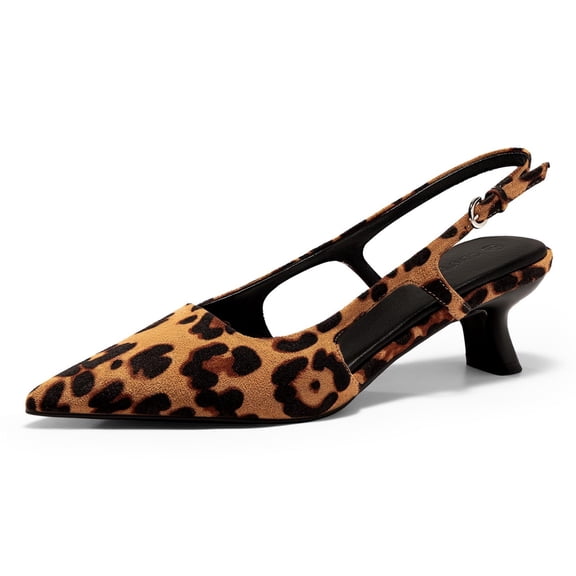 Womens Slingback Kitten Heels Closed Pointed Toe Pumps Ankle Strap Work Dress Shoes