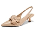 thumbnail image 1 of Womens Slingback Kitten Heels Flower Closed Pointed Toe Pumps Wedding Party Dress Sandals Shoes, 1 of 3