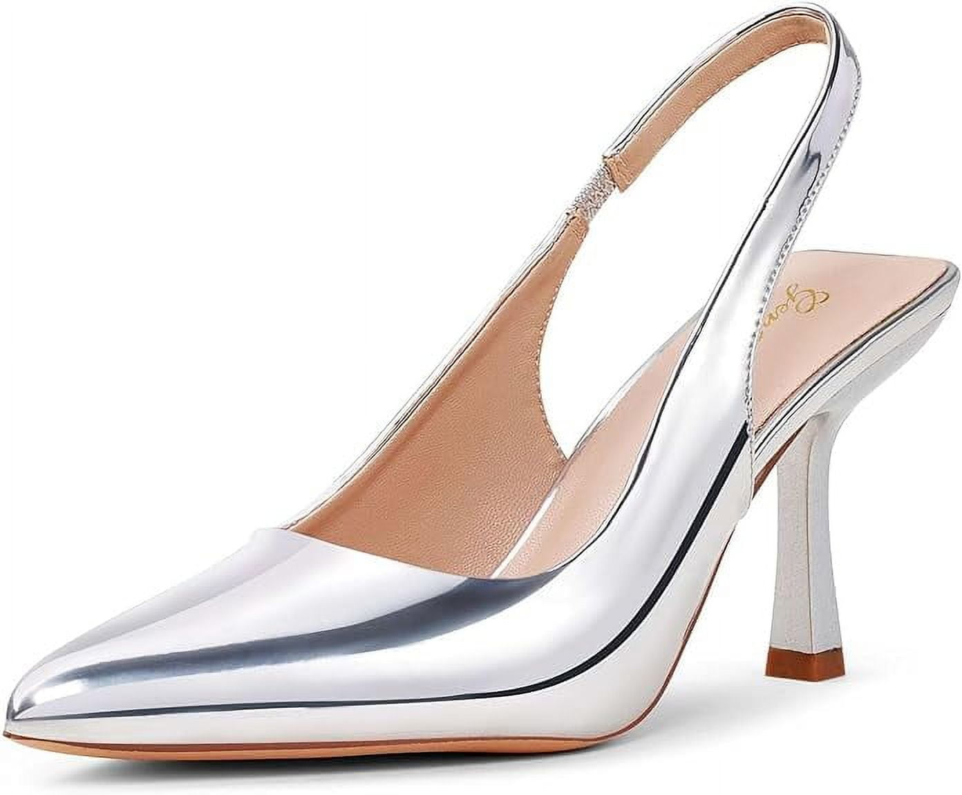 Womens Slingback Pointed Toe Stiletto Pumps Closed Toe Kitten Heels Slip on  Elastic Strap Heel Sandals Wedding Party Homecoming Dress Shoes -  Walmart.com