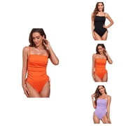 Womens Slingshot Bikini - Solid Color V-Neck Sling Monokini with Extreme Micro Thong Beach Swimsuit