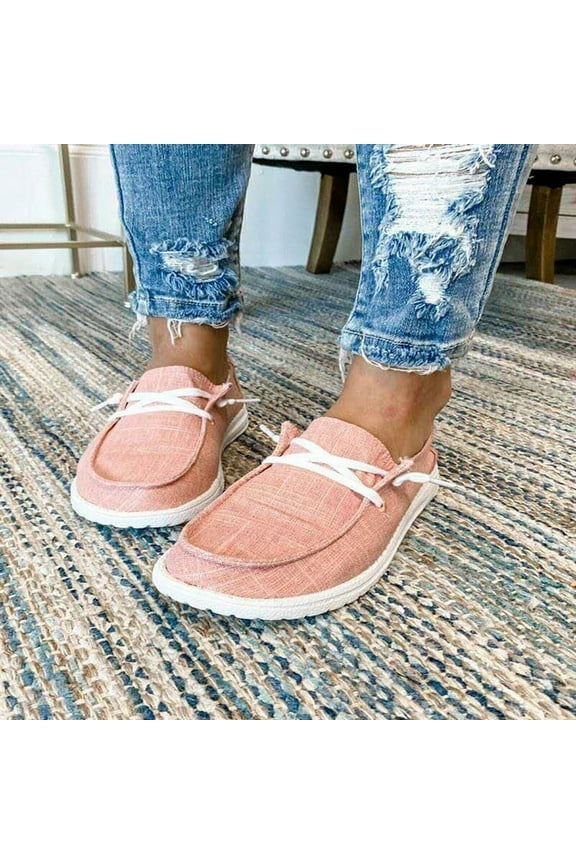 Womens Loafers Canvas Sneakers Low Top Boat Shoes Slip On Flats Lightweight Casual Comfy Shoes