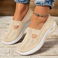 thumbnail image 1 of Womens Slip On Hollow Knit Walking Shoes Lightweight Wedge Breathable Daily Casual Sneakers Beige 42, 1 of 4