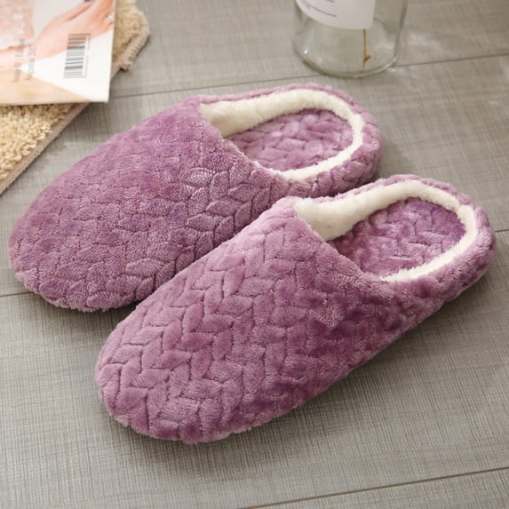 Womens Slip On Home Slippers Soft Memory Foam House Slippers for Ladies Indoor Fuzzy Cozy Soft Fleece Shoes