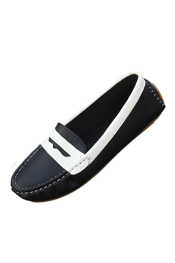 Womens Slip On Loafers Comfortable Flat Driving Shoes for Women Casual Soft PU Faux Leather Ballet Flats Black,Size 9