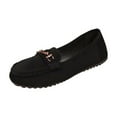 thumbnail image 1 of Womens Slip-On Loafers Comfortable Flat Shoes Perforated Breathable with Metal Accent Black,Size 36, 1 of 9
