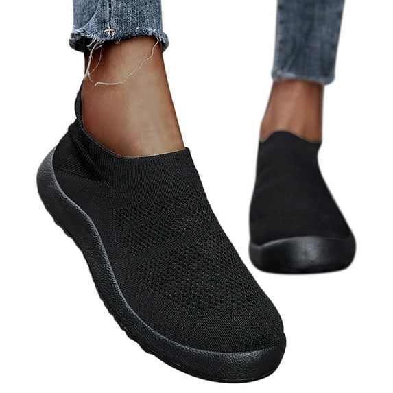 Womens Slip On Mesh Sneakers Fashion Hand Free Pure Color Flat Shoes Soft Cushion Comfortable Walking Shoes