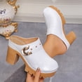 thumbnail image 1 of Womens Slip On Platform Clogs Patent Faux Leather Chunky Heel Mules Comfortable Fashion Shoes White,Size 40, 1 of 9