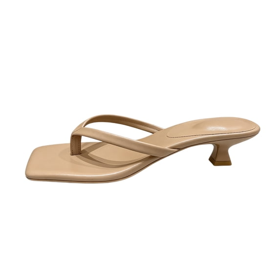 Womens Slip On Sandals Offer Square Toe Thong Strap Styling And Kitten Heel For Summer Beach Vacation And Casual Footwear