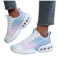 Womens Slip On Sneakers Air Cushion Lace Up Running Shoes Lightweight Tennis Shoes Breathable Gym Work Athletic Footwear Blue Size 9.5