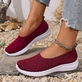 thumbnail image 1 of Womens Slip On Walking Shoes Laceless Knit Mesh Sneakers Lightweight Breathable Non Slip Cushioned Running Shoes, 43, 1 of 6