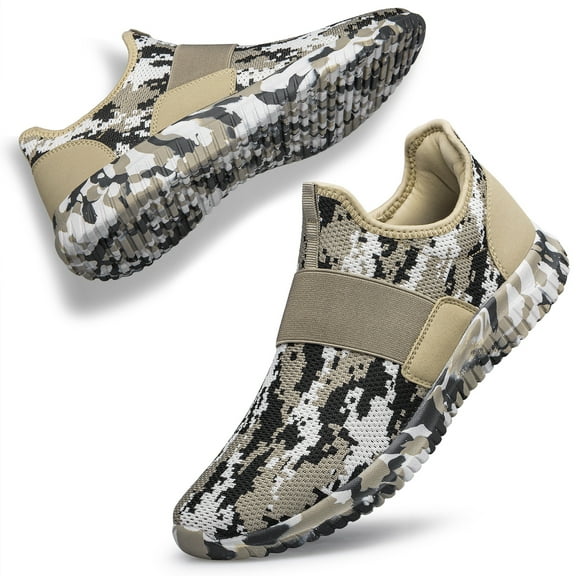 Womens Slip On Walking Shoes Non Slip Running Shoes Breathable Workout Shoes Lightweight Gym Sneakers Brown