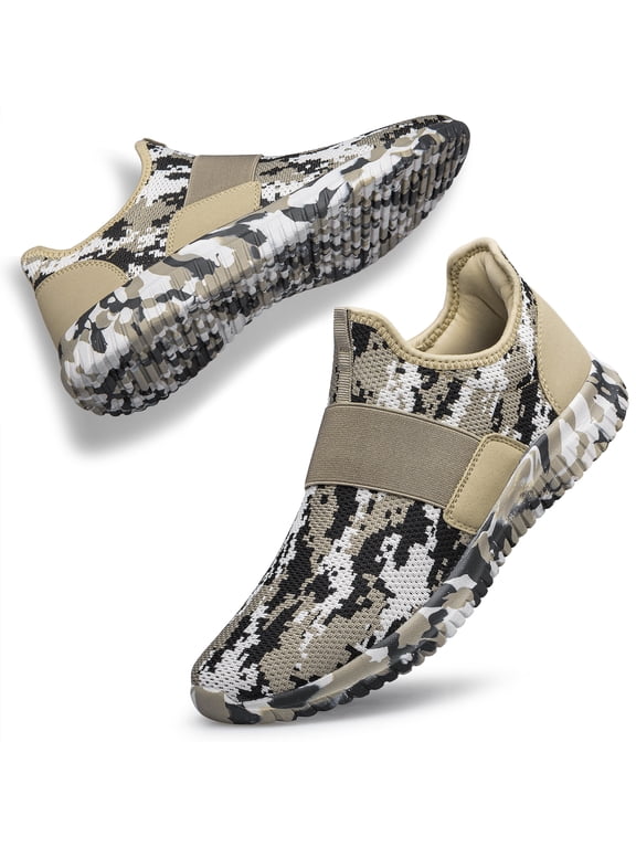 Women's Running Shoes Breathable Slip On, Lightweight & Non Slip, Brown, 7